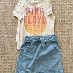 Target Cat & Jack girls 2pc t-shirt & chambray skirt outfit size 11 12 years